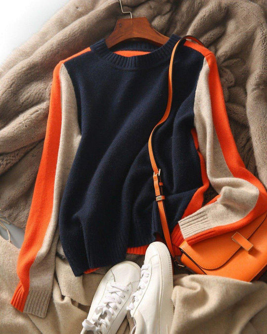 EB | Pullover mit Farbblock-Design und Modernem Schnitt - Perfekt für Büro und Freizeit