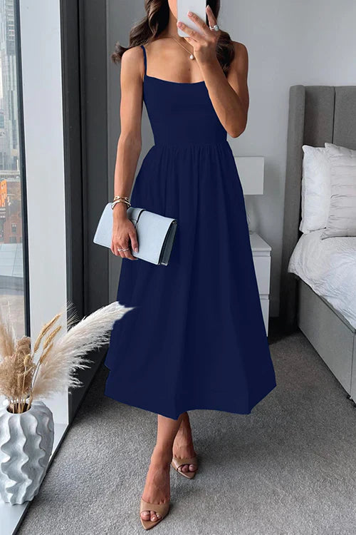EB | Midi Kleid Tailliert mit Spaghetti-Trägern