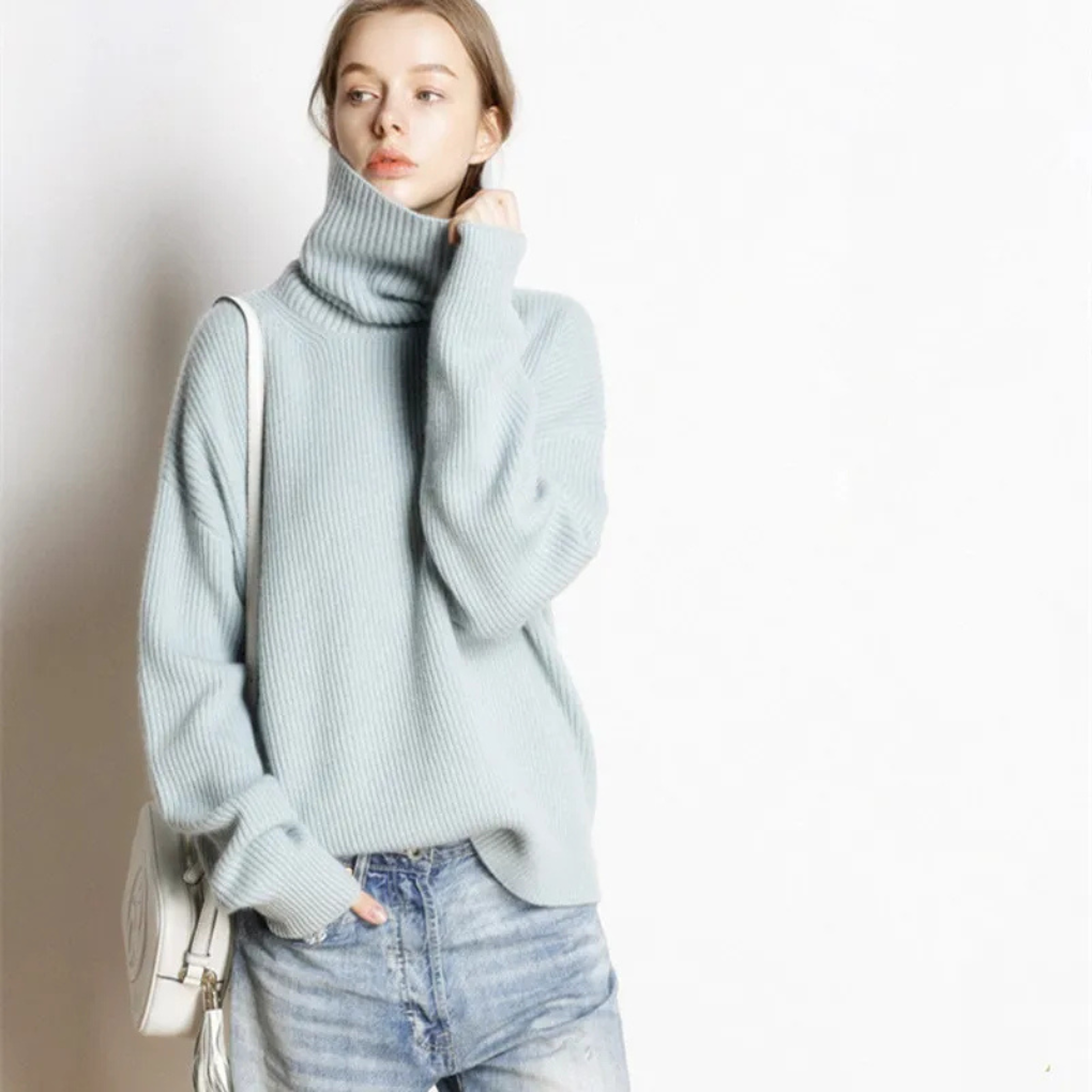 EB | Pullover - Damen Herbst Oversized Polokragen Pullover
