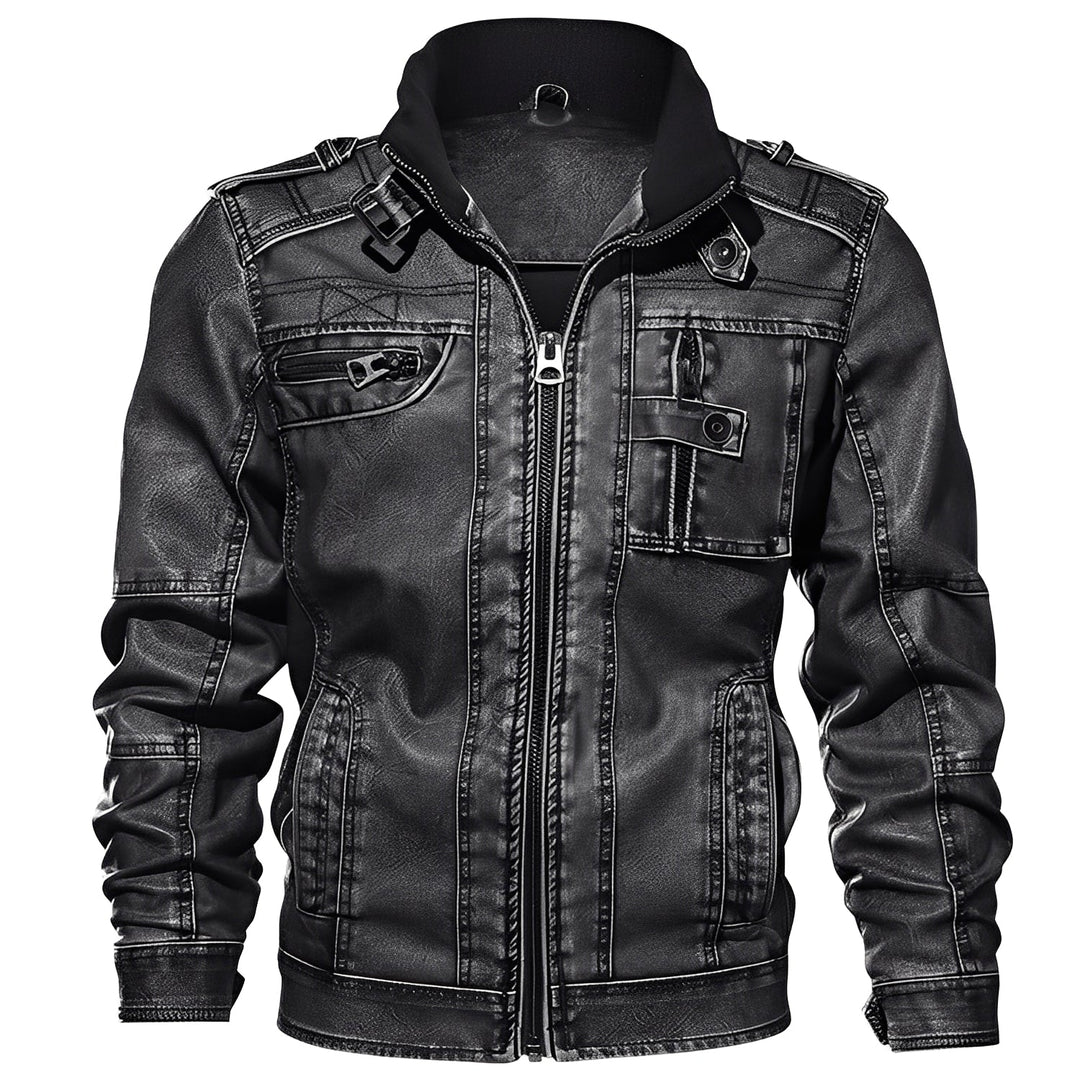EB | Klassische Lederjacke mit Taschen für Männer
