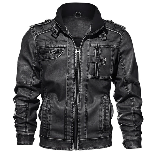 EB | Klassische Lederjacke mit Taschen für Männer