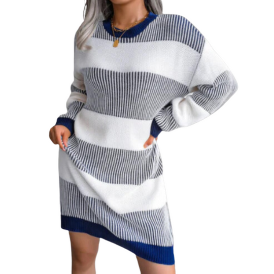 EB | Perfekt Gestreiftes Strickkleid für Frauen