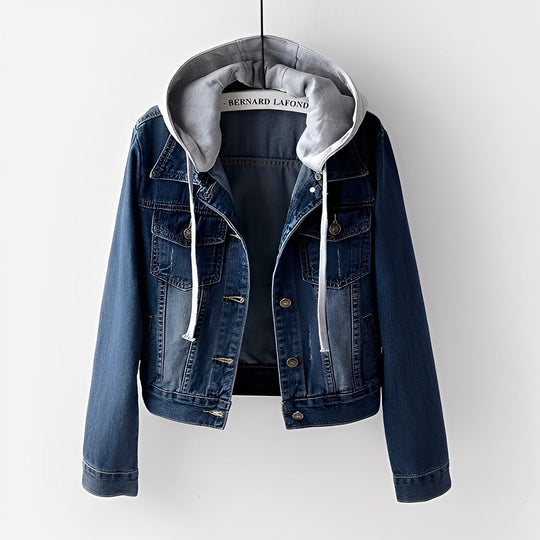 EB | Stilvolle Jeansjacke mit abnehmbarer Kapuze für Frauen