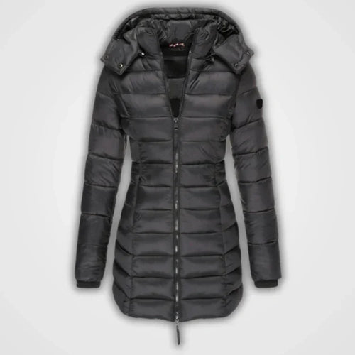 EB | Lange gesteppte Kapuzenjacke für Damen ideal für den Winter