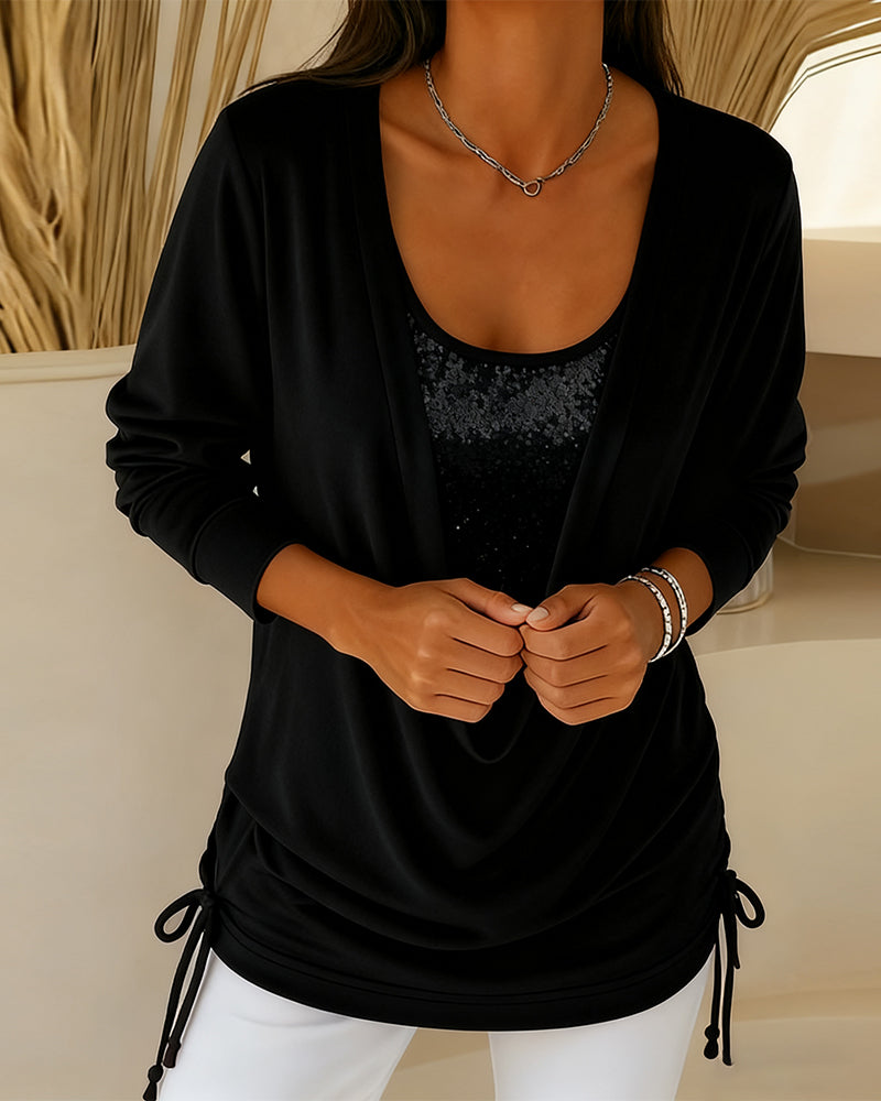 EB | Top mit Kontrastfarben Im Zwei In Eins Look