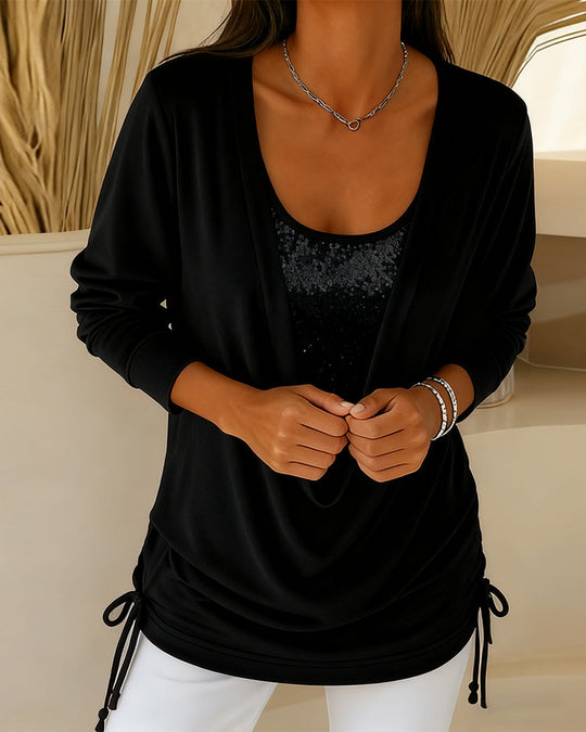 EB | Top mit Kontrastfarben Im Zwei In Eins Look