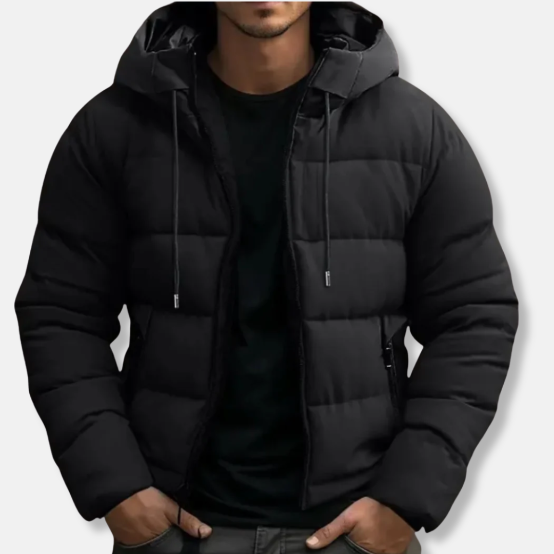 EB | Gequiltete Kapuzen-Pufferjacke mit Kordelzug Kapuze Reißverschluss Pufferjacke