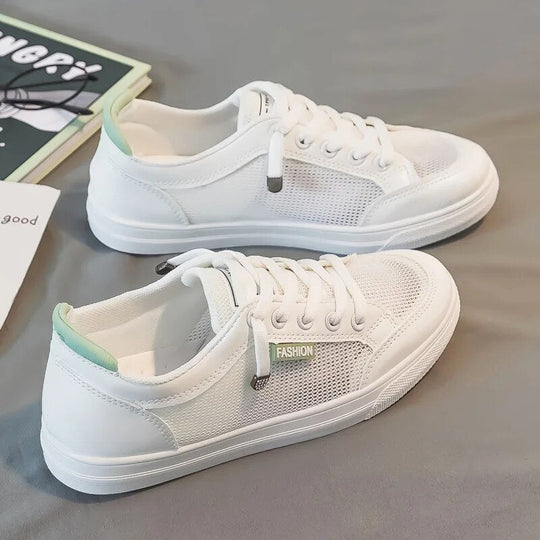 Weiße DamenSneaker mit Mesh-Obermaterial – Elena EB