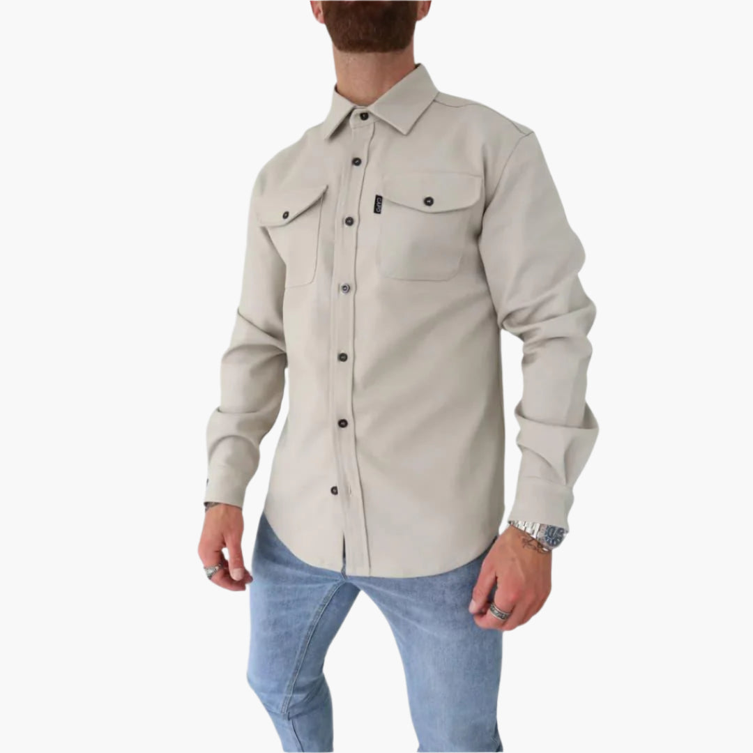 EB | Overshirt Jacke - Modernes Knopfdurchgang Hemdjacke für Freizeit und Business