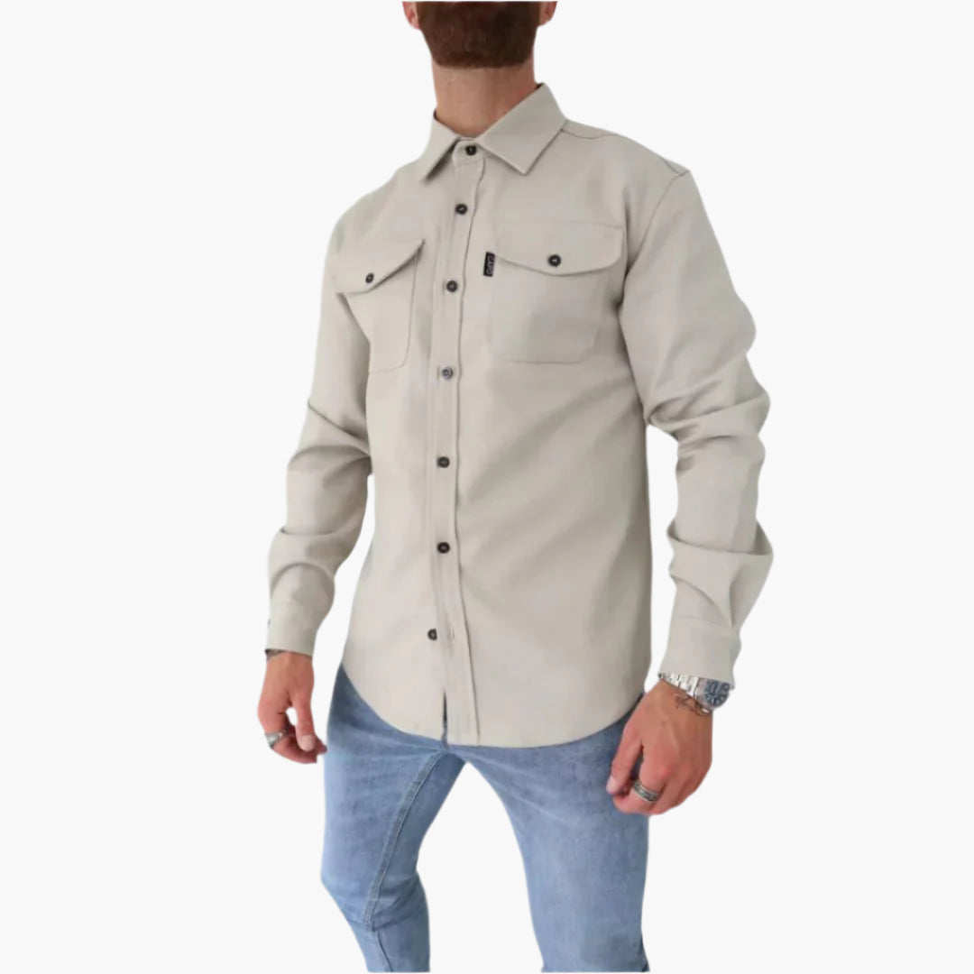 EB | Overshirt Jacke - Modernes Knopfdurchgang Hemdjacke für Freizeit und Business