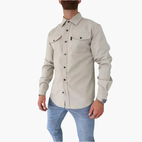 EB | Overshirt Jacke - Modernes Knopfdurchgang Hemdjacke für Freizeit und Business