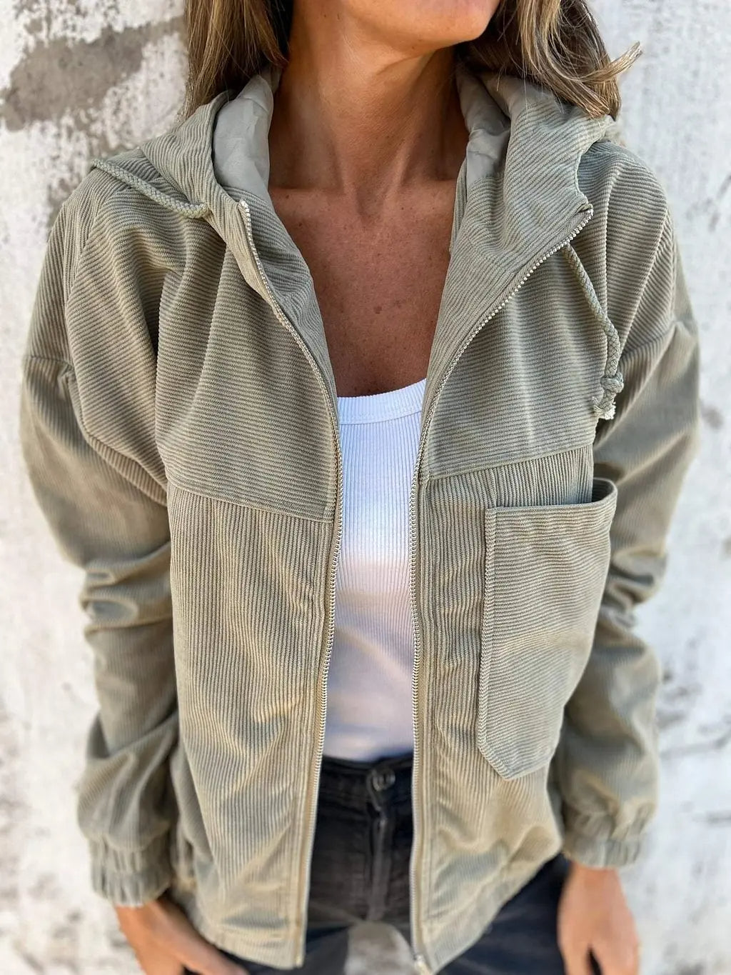 EB | Corduroy-Jacke mit Kapuze