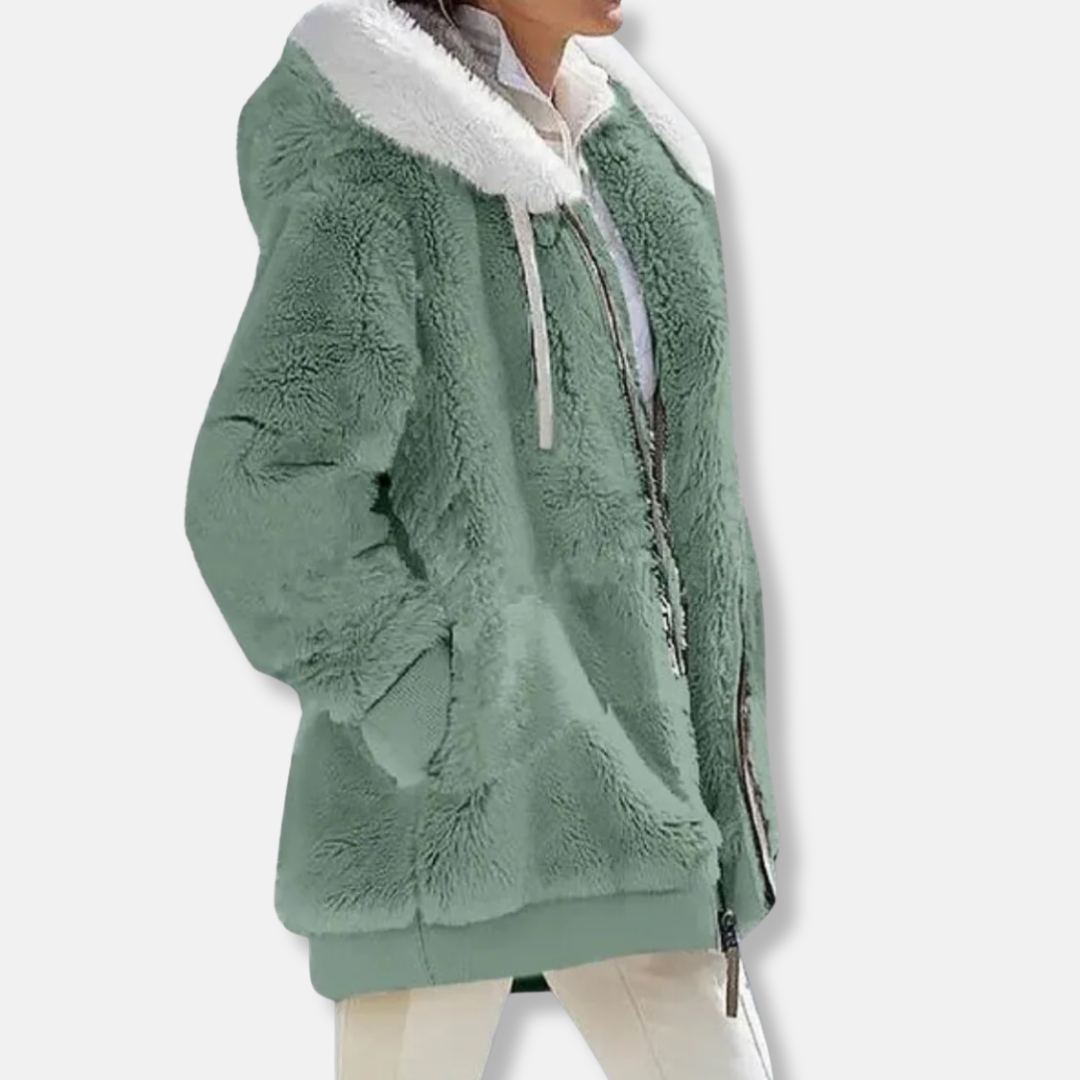 EB | Fleece Übergroße Fleecejacke Kapuzen-Reißverschlussjacke