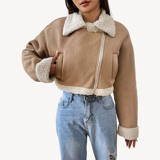 EB | Damen Kunstfell Wildlederjacke