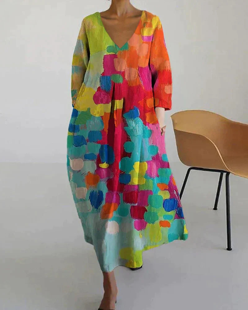 EB | Bunt Gedrucktes Sommerkleid für Frauen