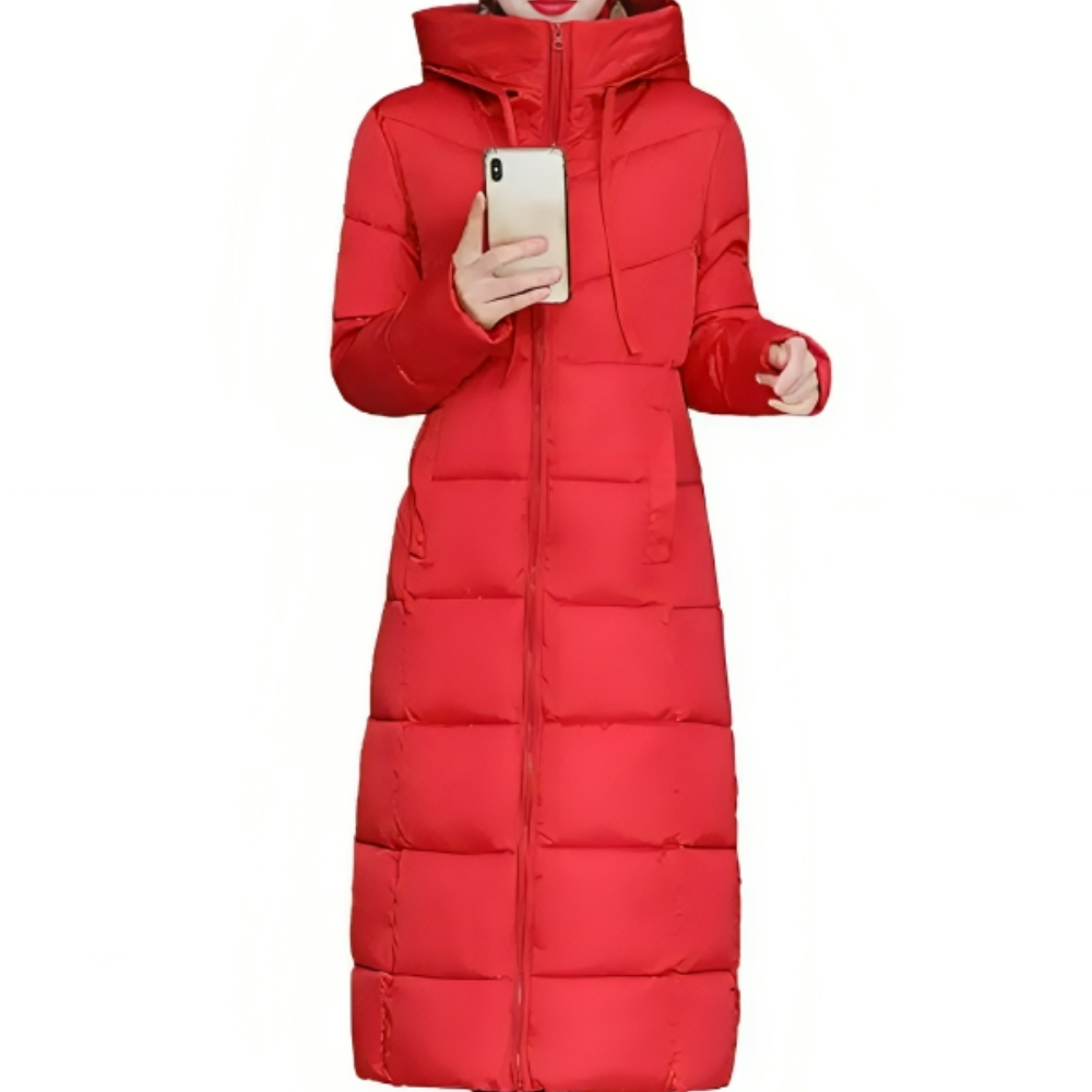 EB | D’Hiver Lange Steppjacke mit Kapuze für Damen Ideal für Den Herbst und Den Winter