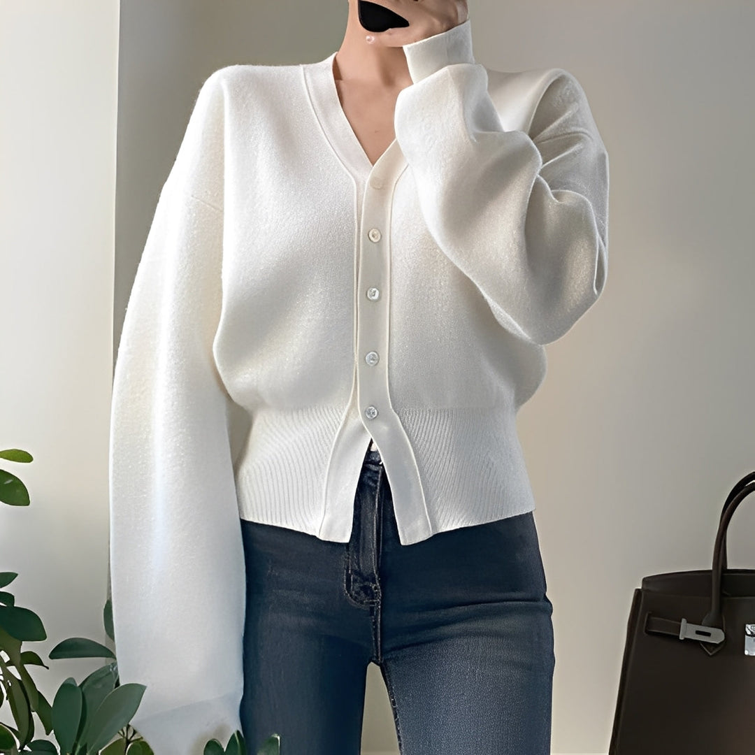 EB | Klassische, locker gestrickte Strickjacke für Frauen