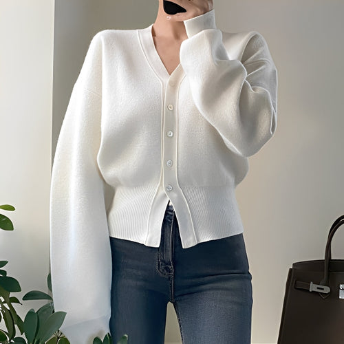 EB | Klassische, locker gestrickte Strickjacke für Frauen