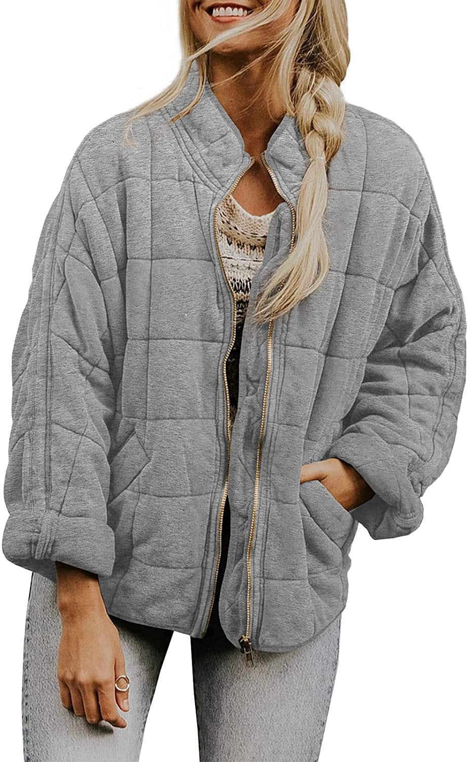 EB | Warm Plaid-Jacke mit Taschen für Frauen