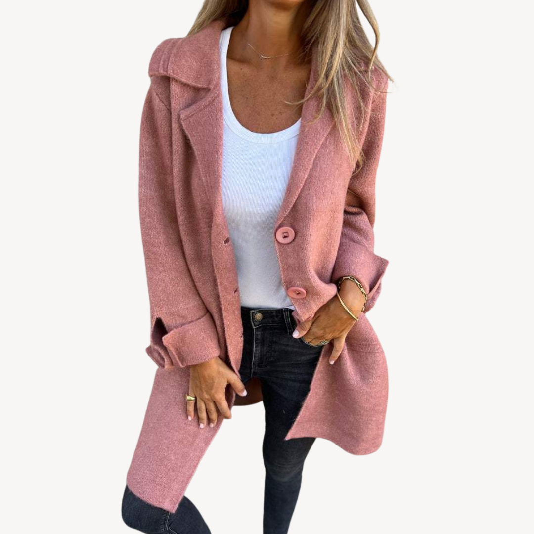 EB | Frauen Wollmischung Langjacke mit Knopfverschluss