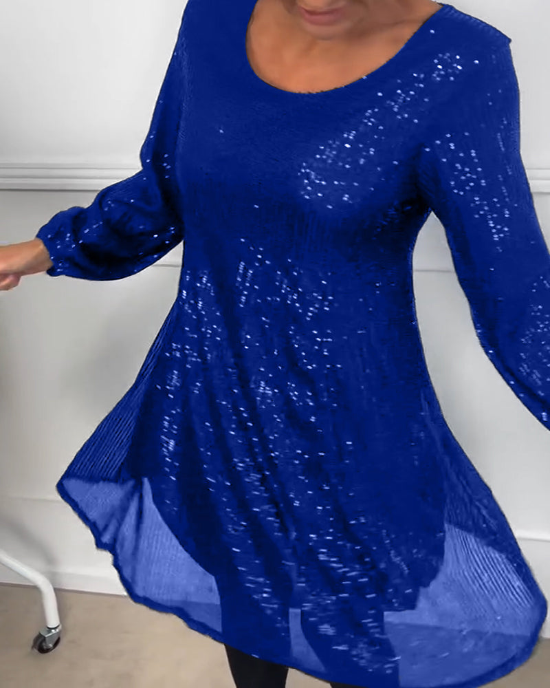 EB | Elegante Laterne Ärmel Pailletten A-Linie