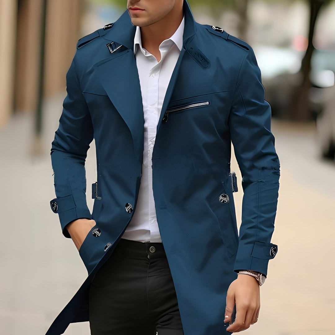 EB | Eleganter Trenchcoat mit umgekehrtem Kragen für Männer