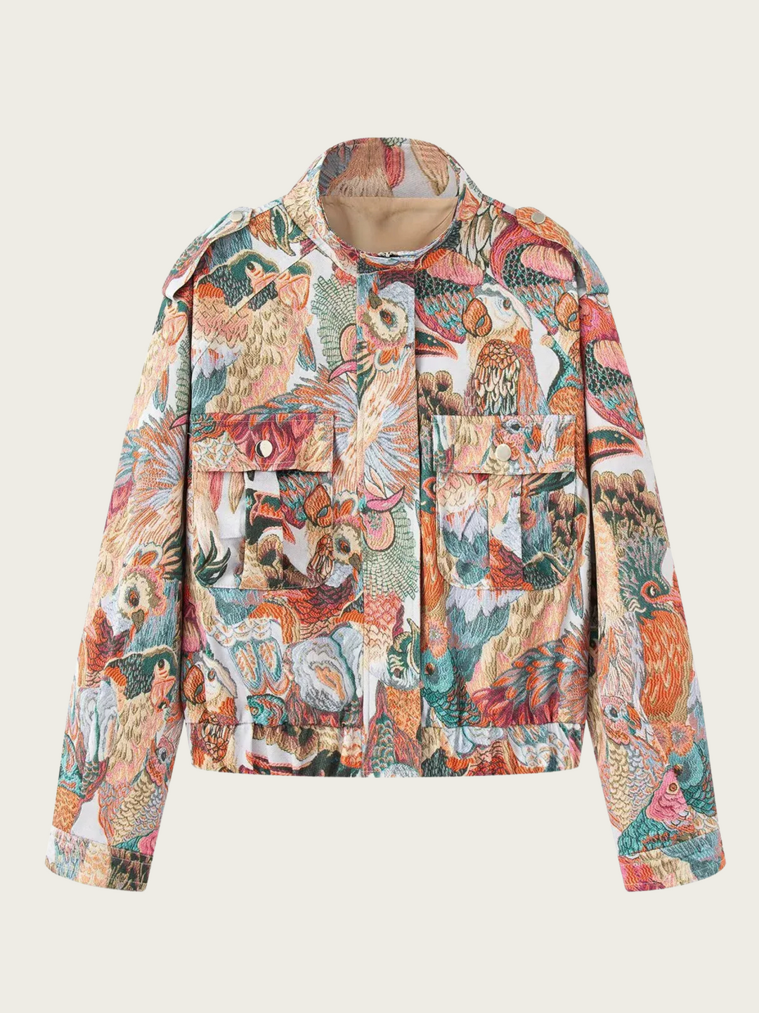 EB | Gedruckte Damenjacke mit Taschen an der Vorderseite Zenaida