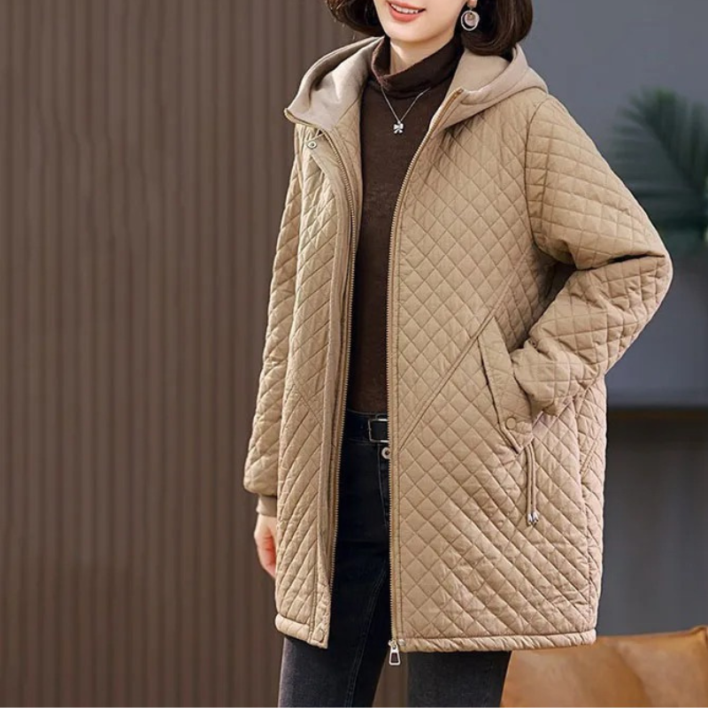 EB | Warme fleecegefütterte gesteppte Jacke in einfarbiger Ausführung mit Reißverschluss Ideal für Herbst/Winter