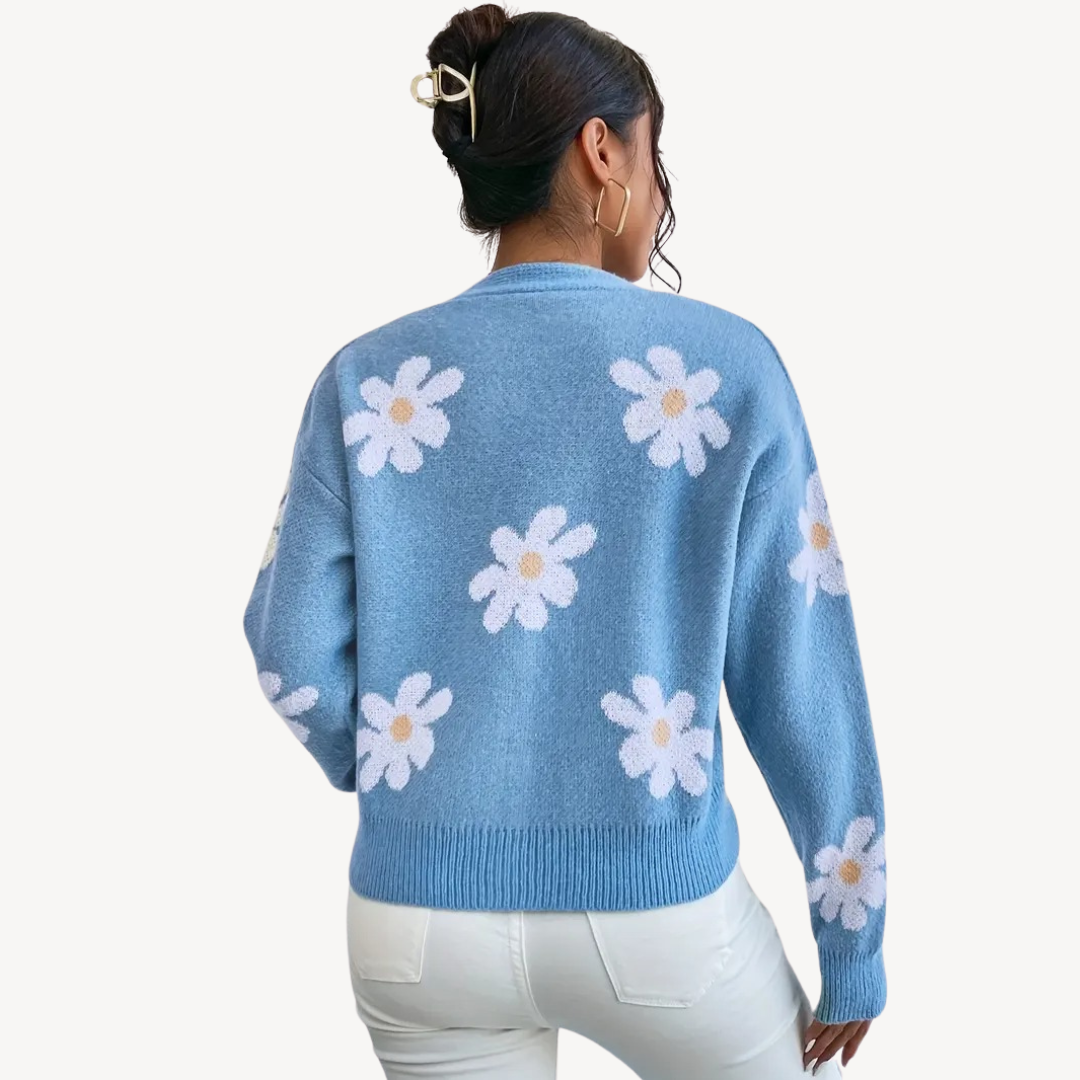 EB | Floral Button-Front Cardigan für Frauen