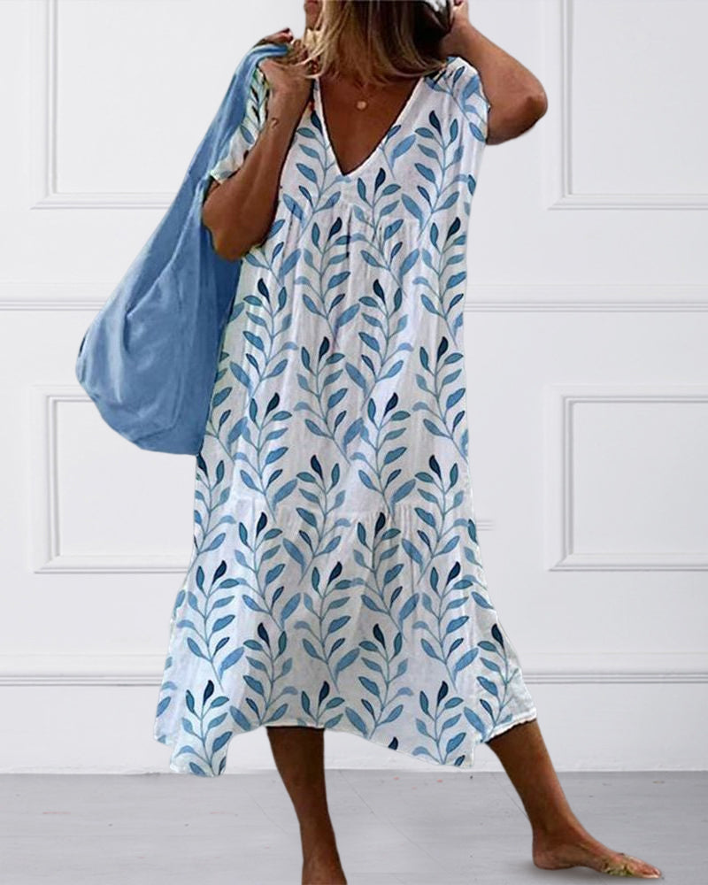 EB | Midikleid mit Blattdruck
