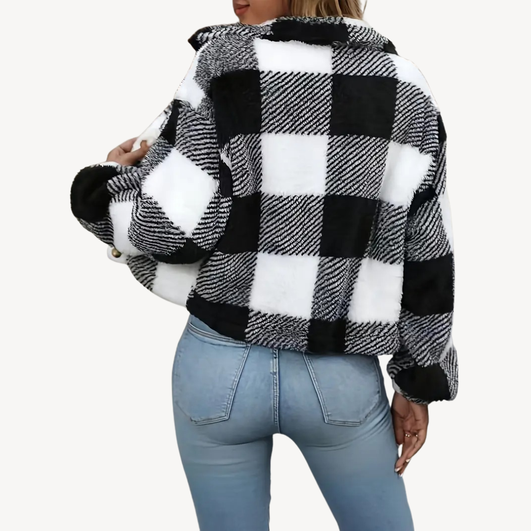 EB | Damen Karierte Sherpa Jacke