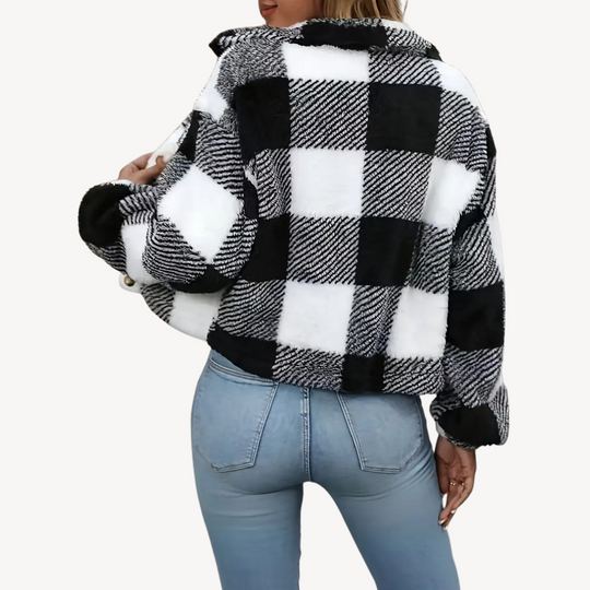 EB | Damen Karierte Sherpa Jacke