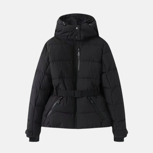 EB | Puffer-Jacke – Gequiltet Isoliert – Taillengürtel – Kapuze Hoher Kragen