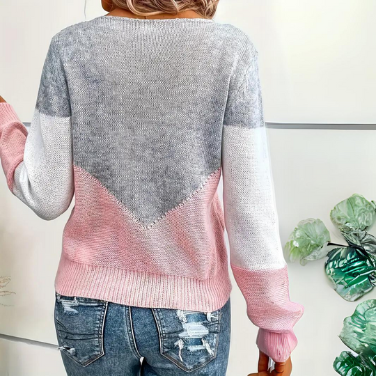 EB | Sweater - Colorblock Strickpullover mit Netzdetails