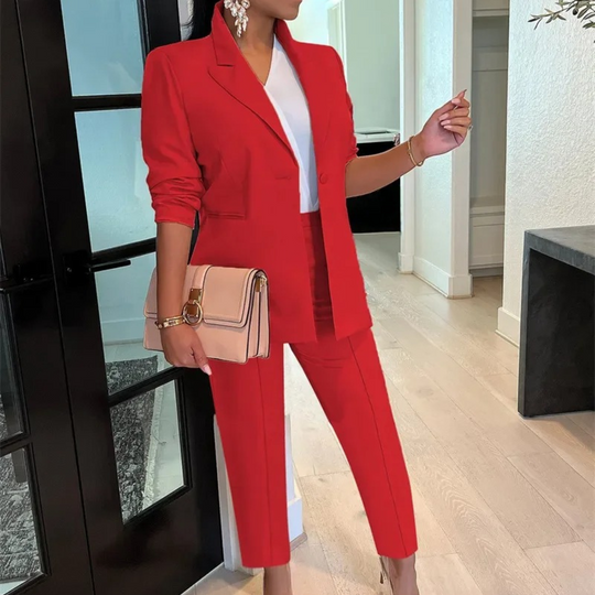 EB - Schicke Herbst Bürostil Blazer und Hosen Set für Frauen