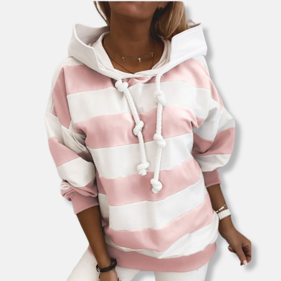 EB | Lockere Passform Hoodie Gestreifter Lässiger Hoodie