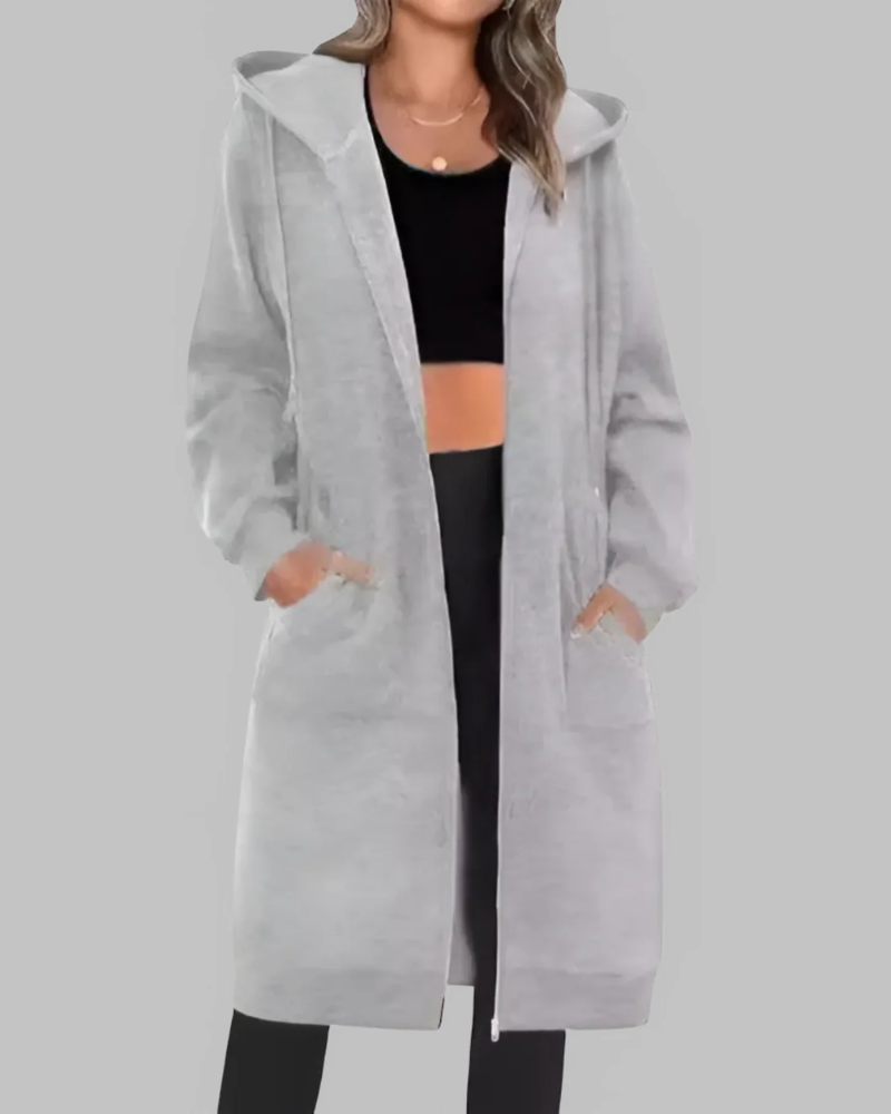 EB | Lässige Zip-Up Übergroße Lange Jacke