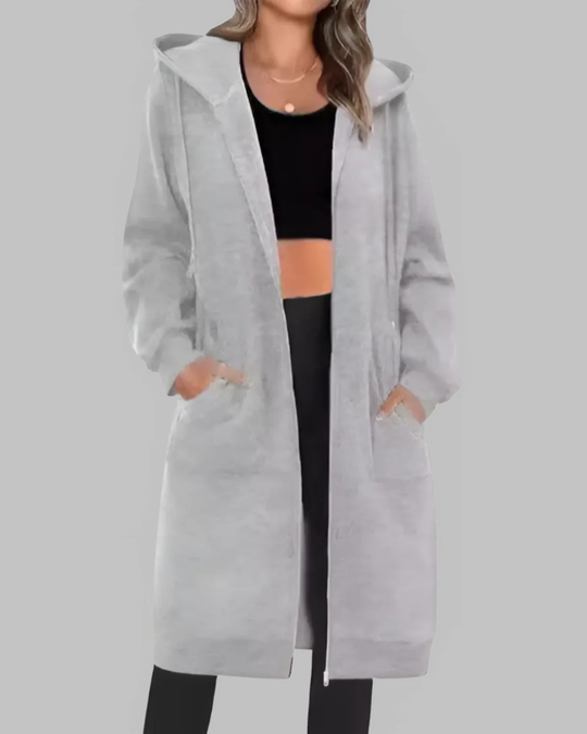 EB | Lässige Zip-Up Übergroße Lange Jacke