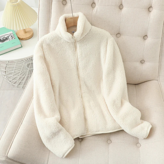 EB | Weiche Sherpa Zip Up Hohe Kragenjacke, Fleeceweste