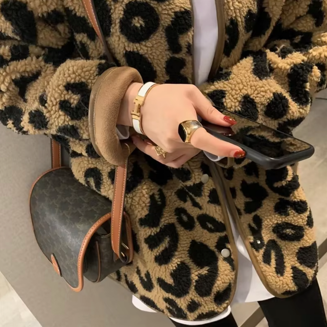EB | Stylische Leopardenmuster Fleecejacke