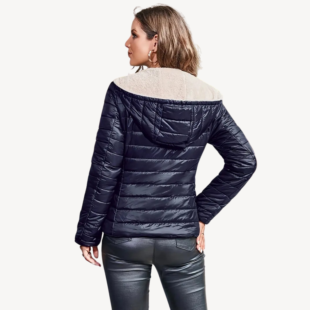 EB | Damen Pufferjacke mit Sherpa-Futter und Reißverschluss