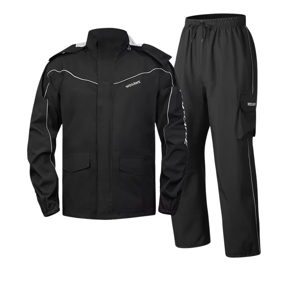 EB | Herren Motorrad Regenjacke Wasserdicht - Reflexschwarz/Grün S-2XL