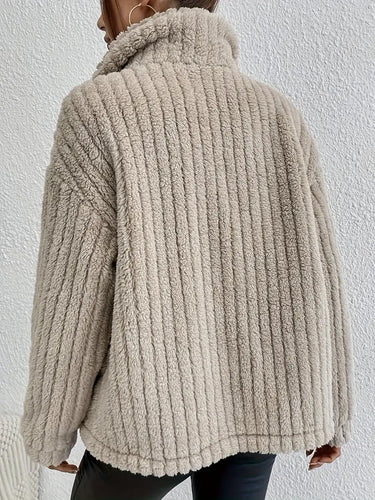 EB | Teddy-Mantel Weicher Kunstpelz Knopfverschluss Lässiger Schnitt Stilvolles Design