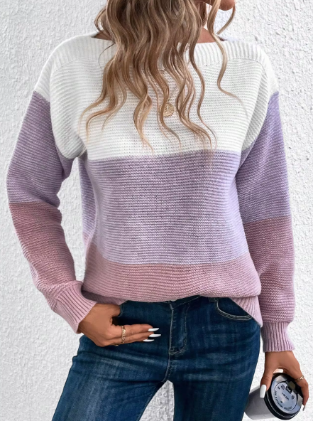 EB | Elegante Dreifarbige Patchwork-Pullover