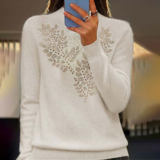 EB | Strickpullover Mit Zartem Blättermuster
