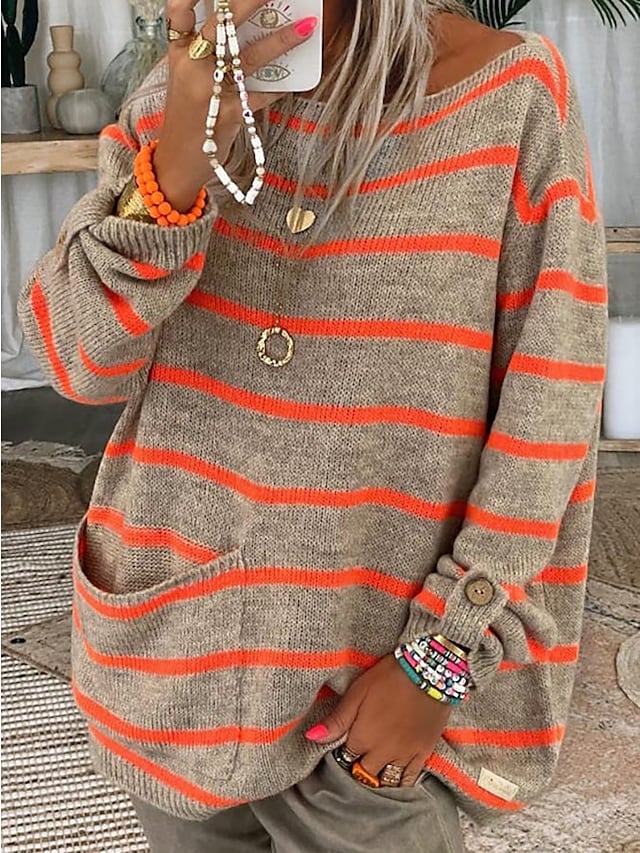 EB | Gestreifter Pullover gestreift – Weicher, warmer Winterpullover