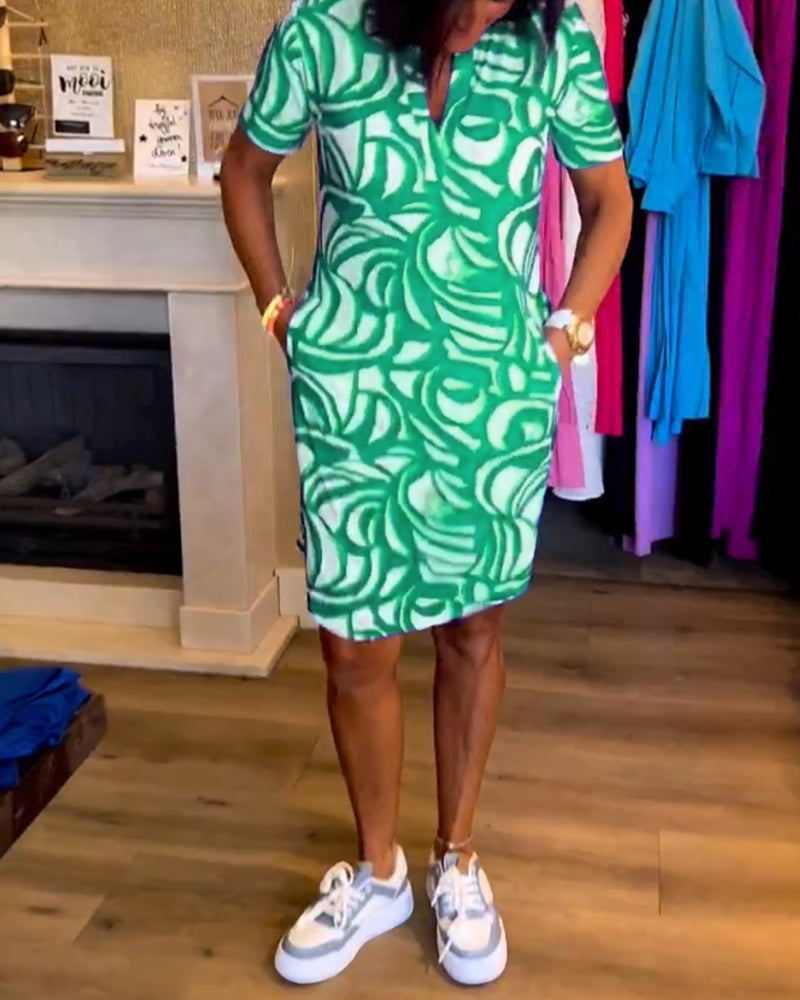EB | Lässiges Kurzärmeliges Kleid mit Print