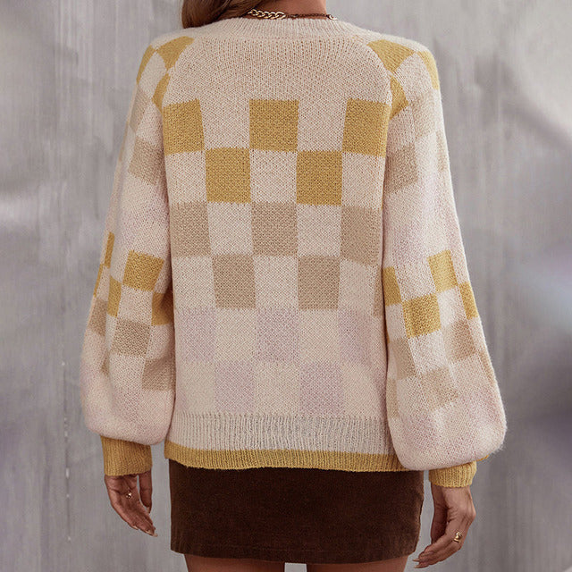 EB | Gepunkteter Strickpullover mit Ballonärmeln Polyester Elegant, Bequem