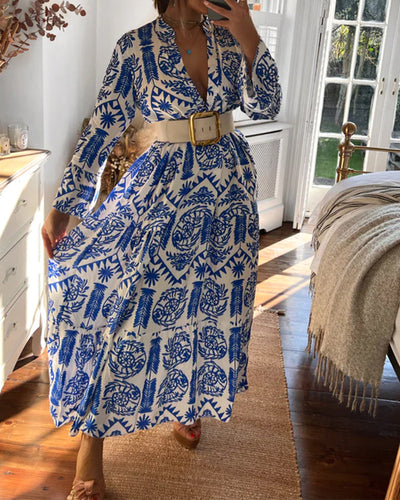 EB | Langes Blaues Damenkleid Eleganz für Alltag & Anlässe