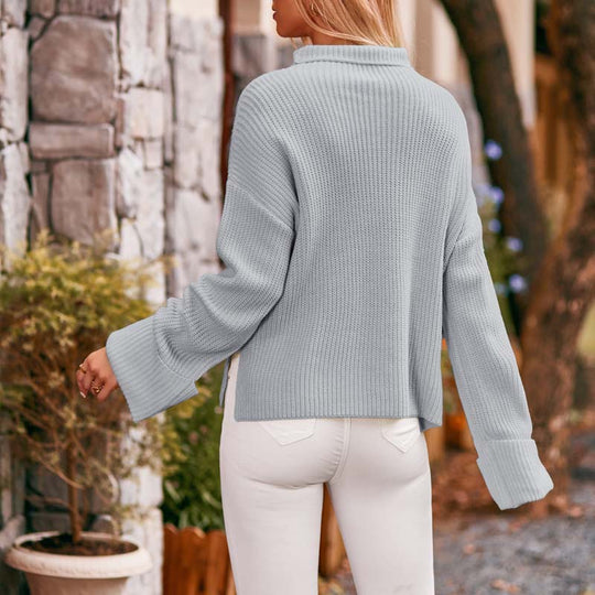 EB | Schlichter Einfarbiger Strickpullover Für Damen